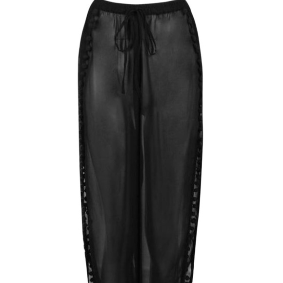 Black Pom Pom Split Beach Trouser - Picture 2 of 7